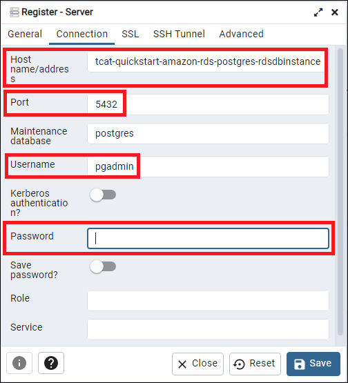 {database-client}: server connection settings