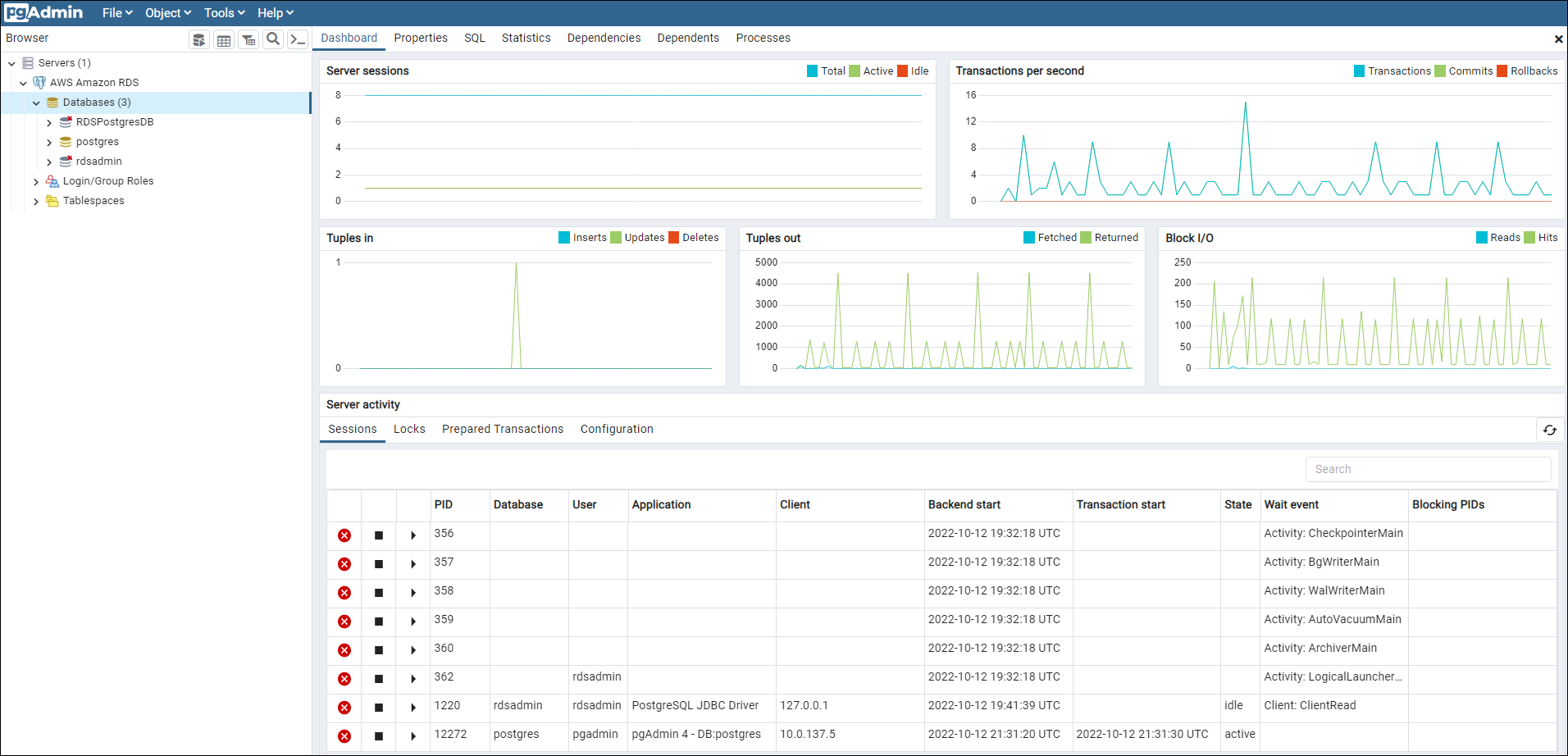 {database-client}: dashboard