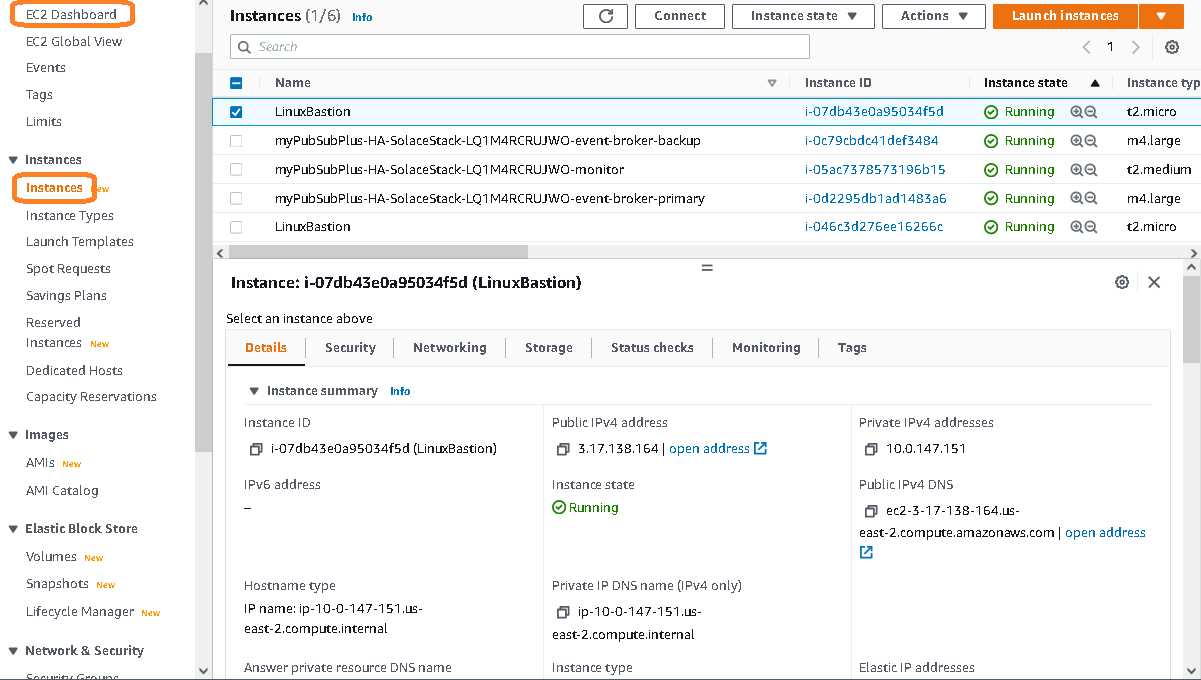 EC2 instance details