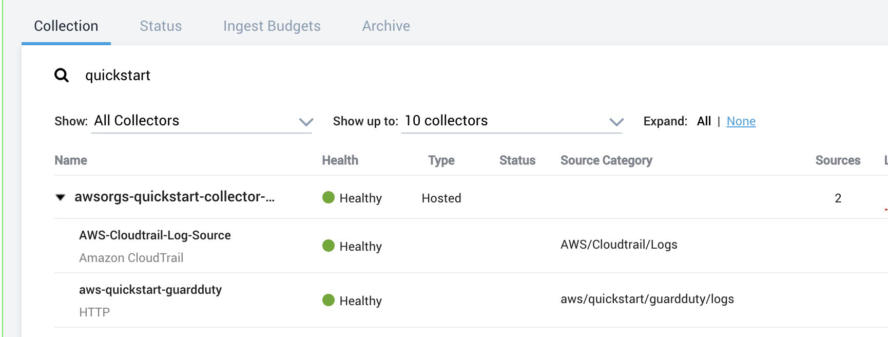 Sumo Logic Hosted Collector